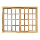 Janela De Madeira Vitro De Correr Quadriculado Reto De Itaúba