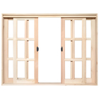 Janela De Madeira Vitro De Correr Quadriculado Reto Eucalipto