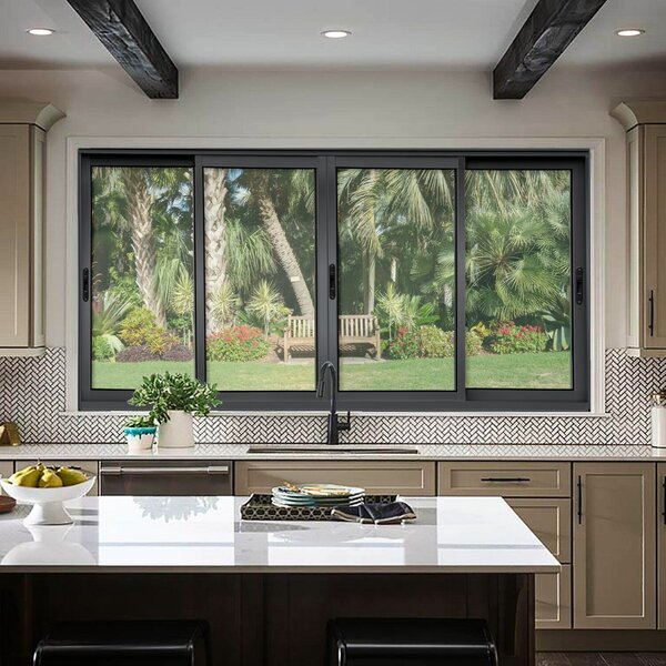 Janela Elite 4 Folhas Moveis 100 X 150 Vidro Liso Preto