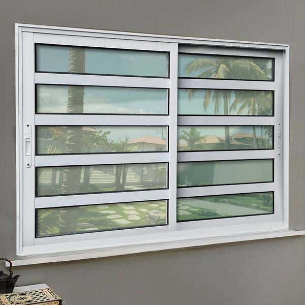 Janela Elite Com Travessas 2 Folhas Moveis 100 X 200 Vidro Li