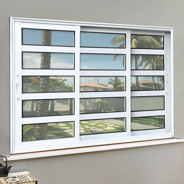 Janela Elite Com Travessas 3 Folhas Moveis Sequenciais 120 X