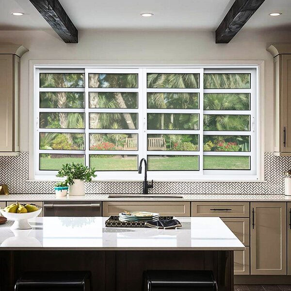 Janela Elite Com Travessas 4 Folhas Moveis 100 X 150 Vidro Li