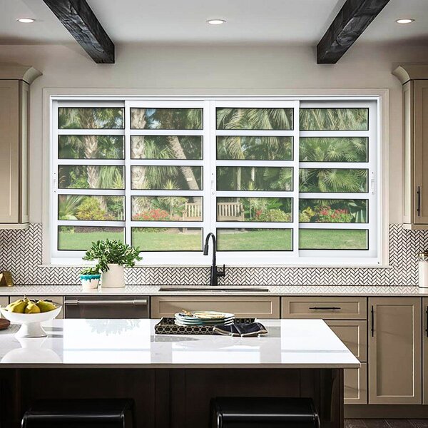 Janela Elite Com Travessas 4 Folhas Moveis 100 X 200 Vidro Li