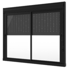 Janela Veneziana de Correr com Persiana Integrada 2 Folhas Alumínio Pintado Preto 1,20x1,20m Linha Eco Nobre CRV