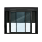 Janela Veneziana de Correr com Persiana Integrada 110V 2 Folhas Alumínio Pintado Preto 1,20x1,50m Linha Eco Nobre CRV