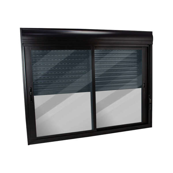 Janela Integrada Em Alumínio Preto 120x120x18 Cm 2 Folhas Vl