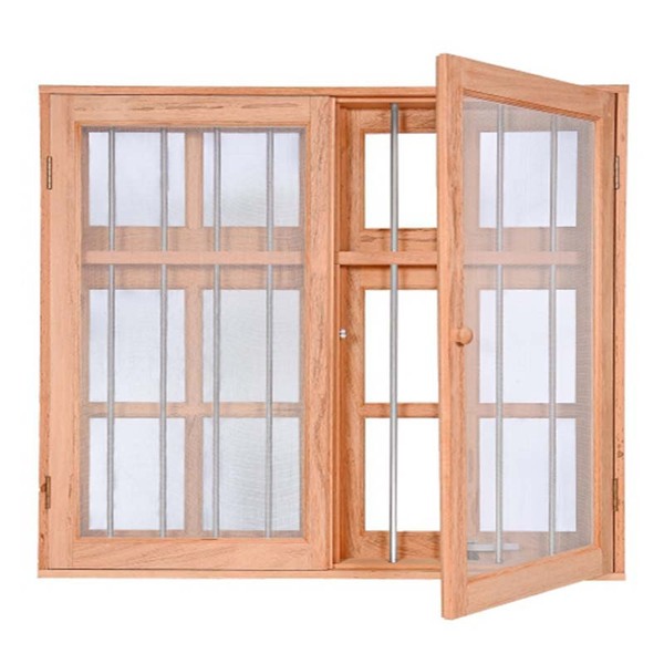 Janela Madeira Vitro Máximo Ar 2 Módulos Com Bandeira Grade E