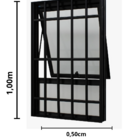 Janela Maxim-ar 100x50 Alumínio Preto Com Grade Com Bandeira