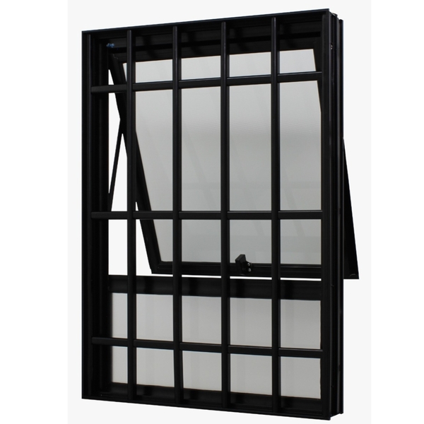 Janela Maxim-ar 120x60 Alumínio Preto Com Grade Com Bandeira