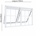 Janela Maxim Ar 2 Seções Aluminio Branco Com Grade Linha 25 -