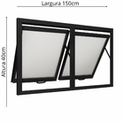 Janela Maxim Ar 2 Seções Aluminio Preto Linha 25 - 40x150