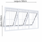 Janela Maxim Ar 3 Seções Aluminio Branco Com Grade Linha 25 -
