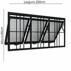 Janela Maxim Ar 3 Seções Aluminio Preto Com Grade Linha 25 -
