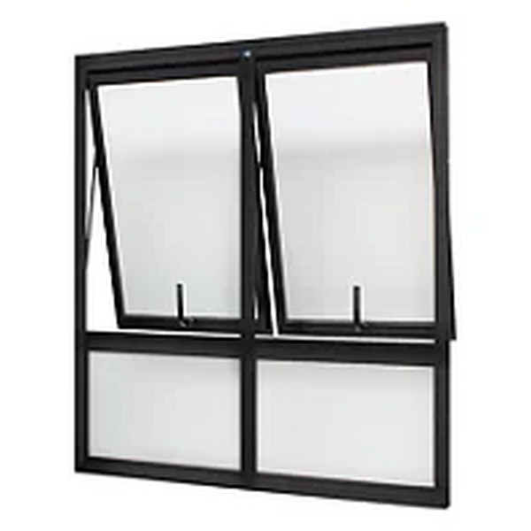 Janela Maxim-ar Alumínio Preto 120x120x5,3cm Duas Seções Com