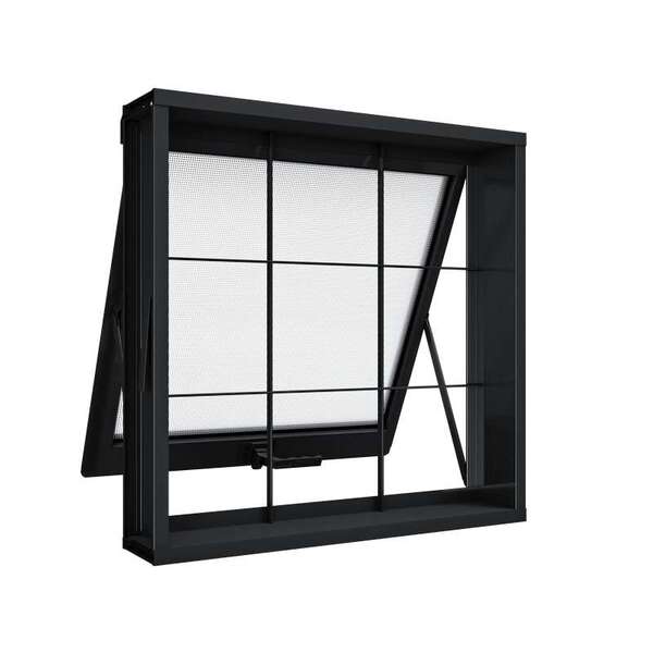 Janela Maxim-ar De Aço 50 X 50 X 12 Cm Preto Grade Quadrada R