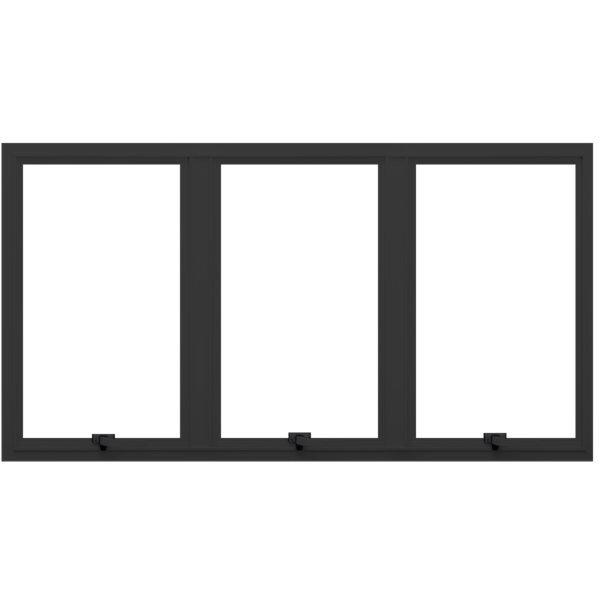 Janela Maxim-ar 3 folha Alumínio Pintado Preto] com Vidro Mini-Boreal Linha 25 OGB Esquadrias