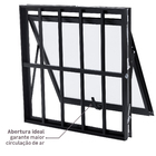 Janela de Alumínio Maxim-ar 60x60cm com Grade e Vidro 4mm Mini Boreal Vivace Artens Preta