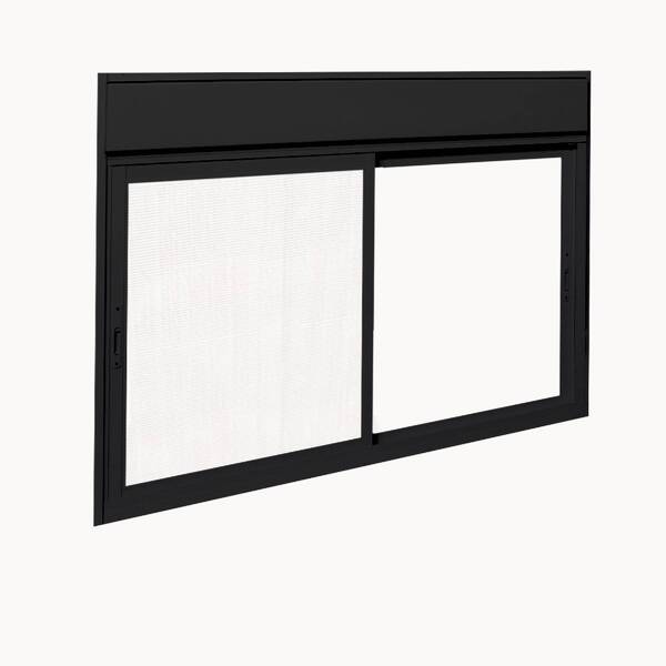 Janela de Correr 2 Folhas Alumínio Pintado Preto com Persiana Integrada Motorizada 110v e Tela Linha 25 OGB Esquadrias