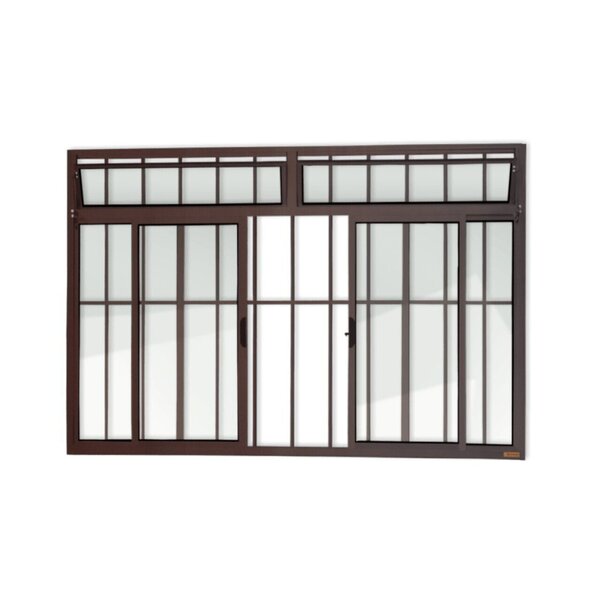 Janela Plus 4 Folhas Com Bandeira E Grade Vidro Liso 120cm X