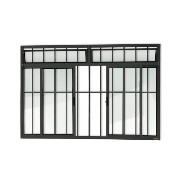 Janela Plus 4 Folhas Com Bandeira E Grade Vidro Liso 120cm X