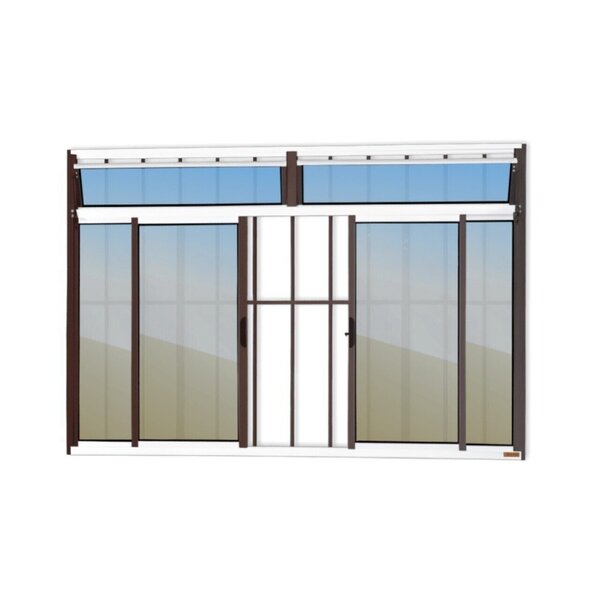 Janela Plus 4 Folhas Com Bandeira E Grade Vidro Reflex 120cm