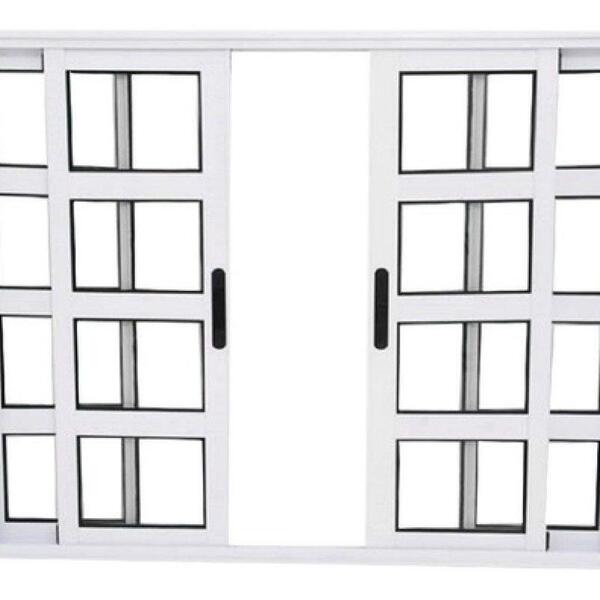 Janela Quadriculada De Alumínio 04 Folhas Branca Maxx - 100x1