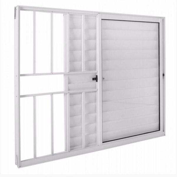 Janela Veneziana 03 Folhas Com Grade Branca - 100x100