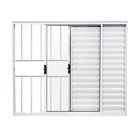 Janela Veneziana de Correr 3 Folhas Alumínio Pintado Branco com Grade Vertical 1,00x1,20m Linha Home 3A Alumínio