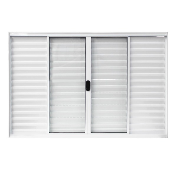Janela Veneziana de Correr 6 Folhas Alumínio Pintado Branco 1,00x1,50m Linha Home 3A Alumínio