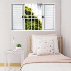 Janela Veneziana de Correr 6 Folhas Alumínio Pintado Branco com Grade Vertical 1,00x1,50m Linha Home 3A Alumínio