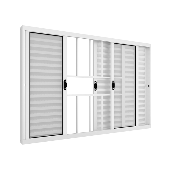 Janela Veneziana de Correr Alumínio Pintado Branco com Grade Metal 1,00x1,50m Linha Lucasa Ideale Ullian