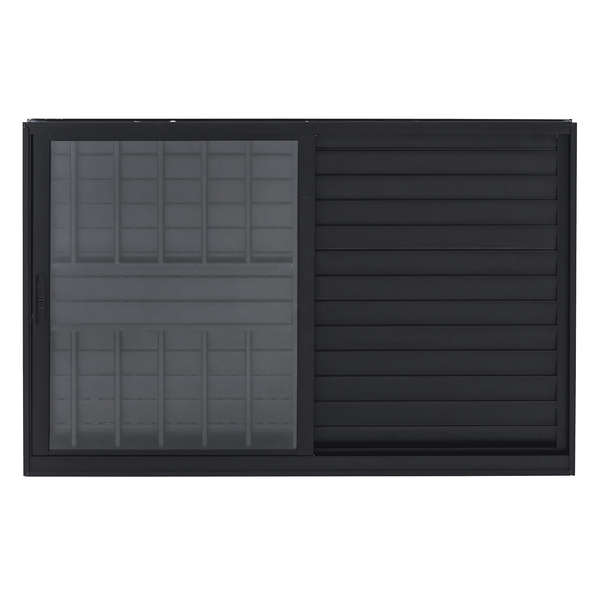 Janela Veneziana 3 Folhas 1,20x1,50m Alumínio Pintado Preto Grade Quadrada Linha Vivace Artens