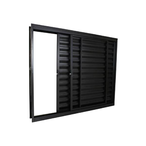 Janela Veneziana 3 Folhas Alumínio Pintado Preto Stander n/a com Vidro Transparente 1x1,2m CRV