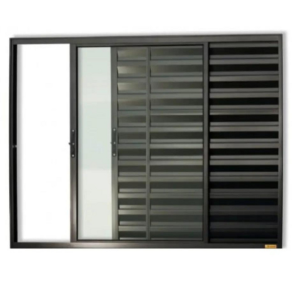 Janela Veneziana 3 Folhas 1,20x1,50 Alumínio Preto S/g