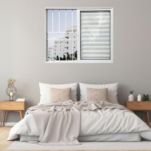 Janela Veneziana 3 Folhas Alumínio Branco Linha 25 Com Grade