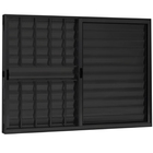 Janela Veneziana 3 Folhas Alumínio Preto Modular Com Grade -