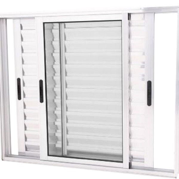 Janela Veneziana 3 Folhas Móveis Alumínio Brilhante Linha 25