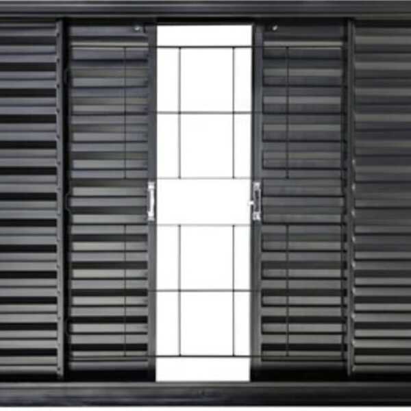 Janela Veneziana 4f 100x100 Req.7cm Sem Vidro Grade Quadrada