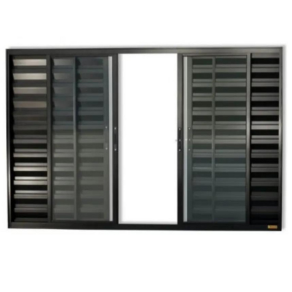 Janela Veneziana 6 Folhas 1,00x1,80 Alumínio Preto S/g