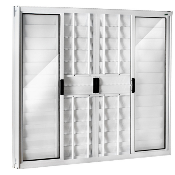 Janela Veneziana 6 Folhas 1,20x1,50 Alumínio Branco C/g