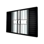 Janela Veneziana 6 Folhas Alumínio Pintado Preto Classic Grade Vertical com Vidro Transparente 100x200cm CRV