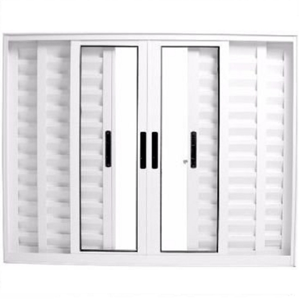 Janela Veneziana 6 Folhas Alumínio Branco 1.20 X 1.20 Linha 25