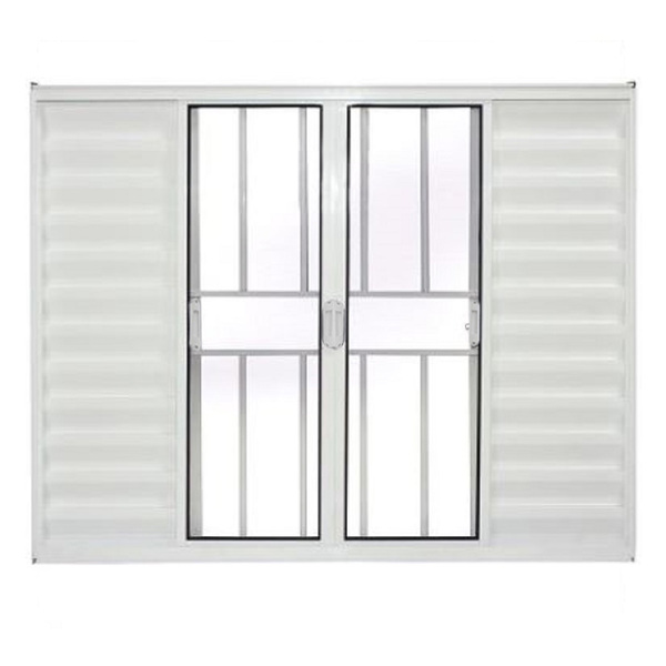 Janela Veneziana 6 Folhas Alumínio Branco Modular Com Grade -