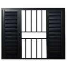 Janela Veneziana 6 Folhas Alumínio Preto Linha Veneza Com Gra