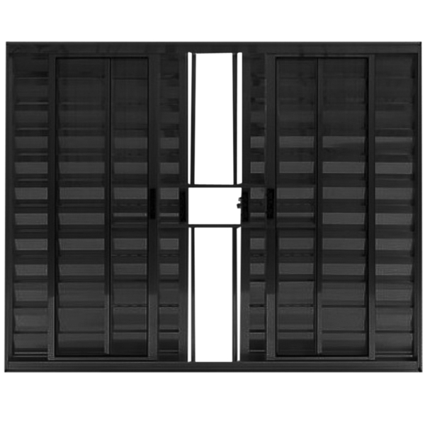 Janela Veneziana 6 Folhas Alumínio Preto Modular Com Grade Me