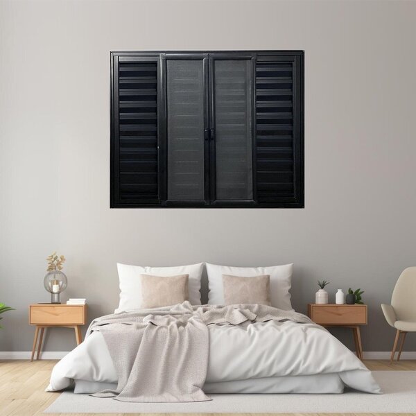 Janela Veneziana 6 Folhas Com Tela Mosquiteira Aluminio 100cm