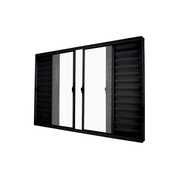 Janela Veneziana Abertura Central 6 Folhas Vidro Liso 100x120