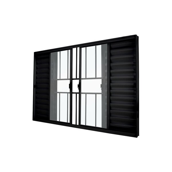 Janela Veneziana Abertura Central Exclusiva 6 Folhas Grade Vi