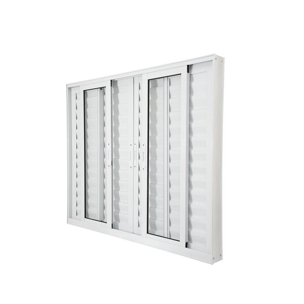 Janela Veneziana Abertura Central Premium 6 Folhas Vidro Liso