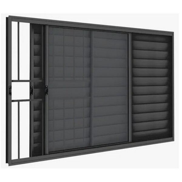 Janela Veneziana Alumínio 100 X 150 X 8 Cm Grade 3 Folhas V.